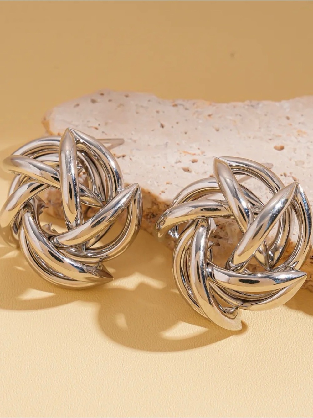 Silver Knot Statement Earrings - Women Jewelry- No tarnishing